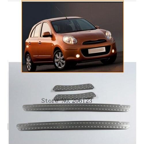 Stainless steel door sill Scuff Plate Car accessories For Nissan March 2010-2016