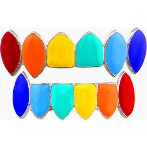 Lucky Sonny Gold Color Teeth Grillz Hip Hop Teeth Grillz Women Men Fashion Enamel Jewelry Mouth Accessory Fake Teeth Cap Bijoux