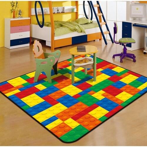 Building Blocks Shaggy Anti-Skid Floor play Mats 3D Carpet Non-slip Rug Dining Living Room Soft Child Kids Bedroom Mat Carpet