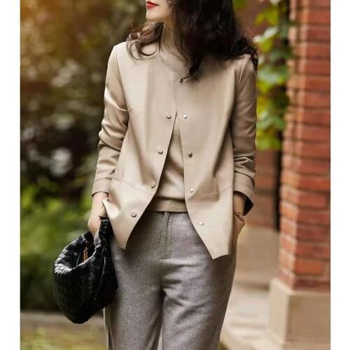 New PU Leather Jacket Women 2021 Spring Autumn Fashion Casual Jacket O-collar Look Thin Beauty Goddess Plus Size Women Coat