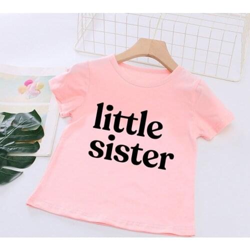 New Little Sister Printed Toddler Girl Clothes Short Sleeve Girls Tshirt Kawaii Boys T Shirts Cartoon Big Brother Shirt O-neck