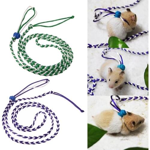 1.4m Adjustable Pet Hamster Leash Harness Rope Gerbil Cotton Rope Harness Lead Collar for Rat Mouse Hamster Pet Cage Leash