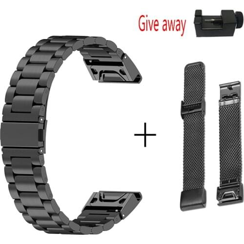 For Garmin Fenix 6 5plus 22mm 26mm Quick Release Classic Metal band strap bracelet for Fenix 6X 5X Plus 3 3HR Fenix 6 Watchbands