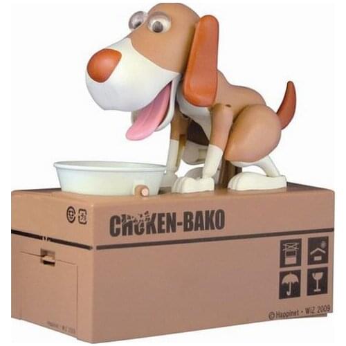 Puppy Hungry Eating Dog Coin Bank Money Saving Box Piggy Bank Kids Gifts WHITE