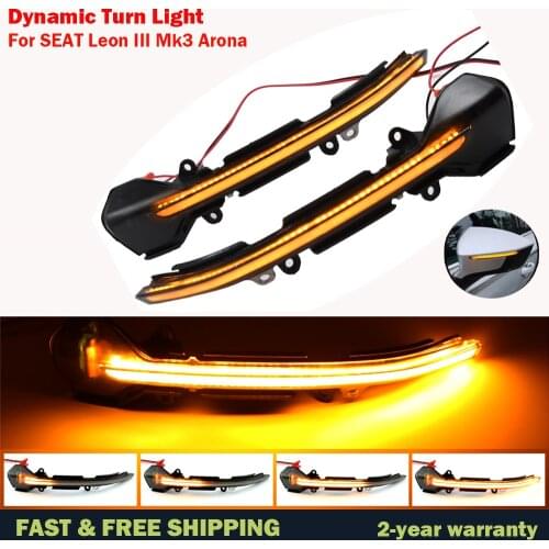For SEAT LEON III Mk3 5F 13-18 Ibiza KJ Mk5 V Arona 17-18 LED Dynamic Turn Signal Blinker Sequential Side Mirror Indicator Light