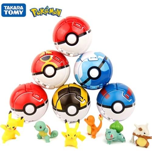TOMY Pokemon Elf Ball Pikachu Pokeball Pocket Monster Variant Toy Action Figure Model Toys Kids Game Cosplay Toy Gift