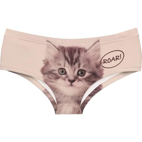Ladies Lovely Cats Printed Panties Underwear Women Mid Size Seamless Sexy Panties Girls' Briefs Low-Waisted Breathable Panties