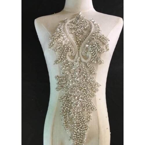 Heavy Crystal Bead Applique Bridal Accessories Rhinestone Bodice Applique For Wedding Veil 1piece