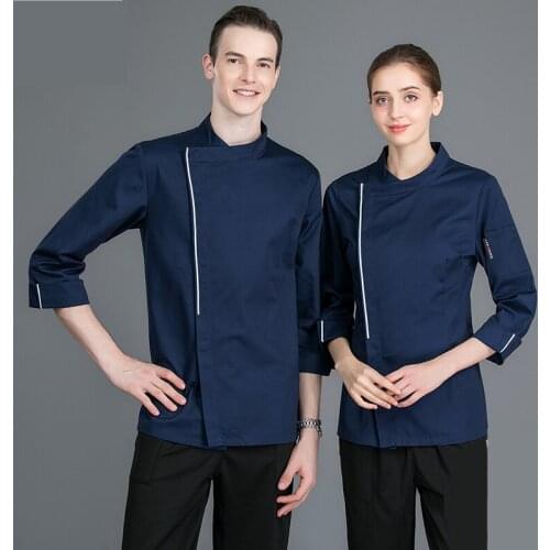 Men Women Restaurant Cooking Jackets Hotel Chef Kitchen Uniform Long Sleeve Barbershop Cafe Sushi Waiter Workwear Clothing