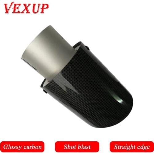 Universal Glossy Carbon Shot Blast Muffler Tip Rear Exhaust Pipe Tip Exhaust for Car Modification Muffler Straight Edge Sporty