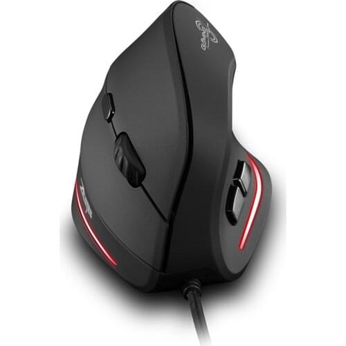 ZELOTES T20 Vertical Programmable Gaming Mouse Vertical Optical Rechargeable Mouse Wired Game 6 Buttons LED Mouse 3200 DPI