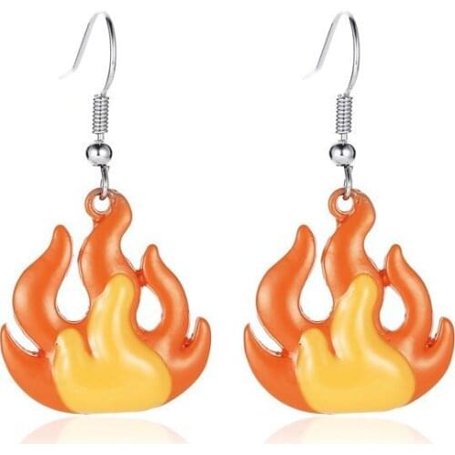 Creative Flame Acrylic Earrings For Women Fashion Cool Trendy Colorful Funny Cartoon Fire Dangle Earrings Statement Jewelry 2021