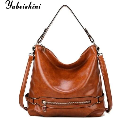 Women Vintage Oil Wax Leather Handbags Woman Shoulder bags Designer High Quality Messenger Crossbody Bags Ladies Luxury Hand bag
