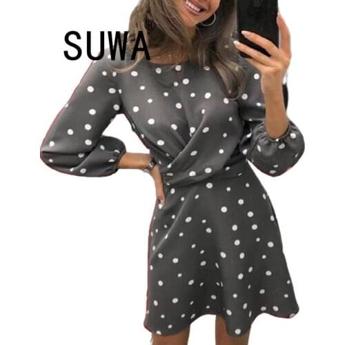 Classic Dot Printed Elegant Work Wear Women Dresses Fall Summer 2021 Free Shipping Office Lady Dresses Streetwear Wholesale