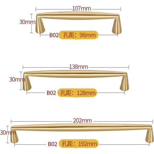 1 Pc Modern Minimalist Solid Brass Cabinet Handles INS Gold Kitchen Cupboard Drawer Knobs Handle Long Strip Furniture Pulls Diy