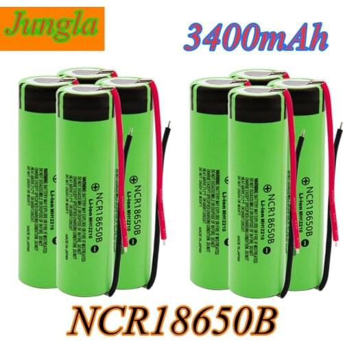 100% Original 18650 battery 3400mah 3.7v lithium battery NCR18650B 3400mah Suitable for flashlight battery +DIY wire