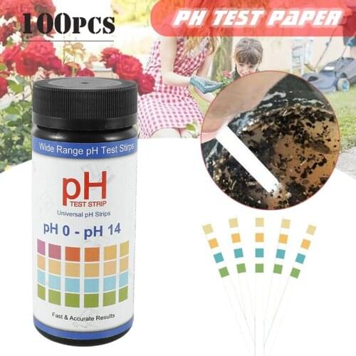 100Pcs Test Strips Kit Bottled Professional 0-14 PH Meter PH Test Paper Testing Soil Flower Plants Soilsting Kit Home Garden