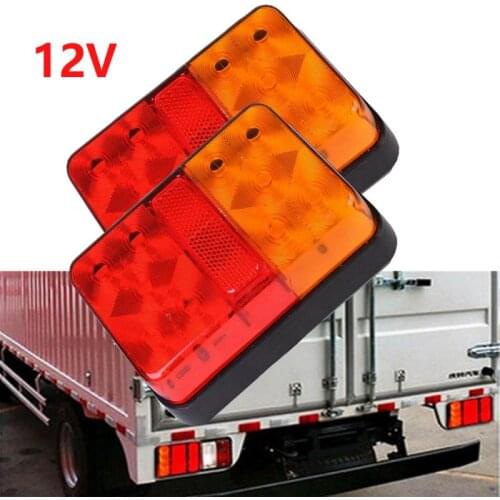 2pcs 12V 20LED Car Tail Light Taillight Turn Signal Indicator Stop Lamp License Number Plate For Boat Trailer Truck RV Lighting