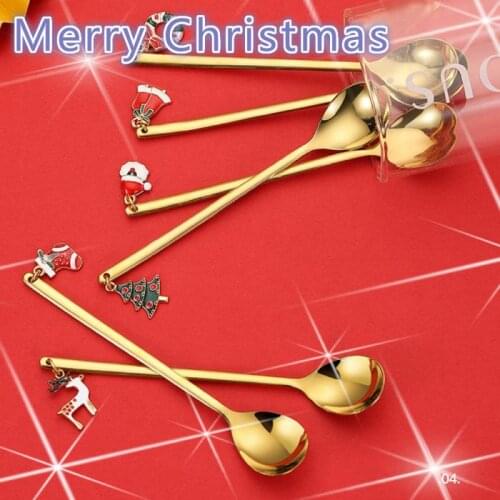 2020 Merry Christmas Spoons Xmas Party Tableware Ornaments Christmas Decorations For Home Table Navidad Coffee Scoops Tea Spoons