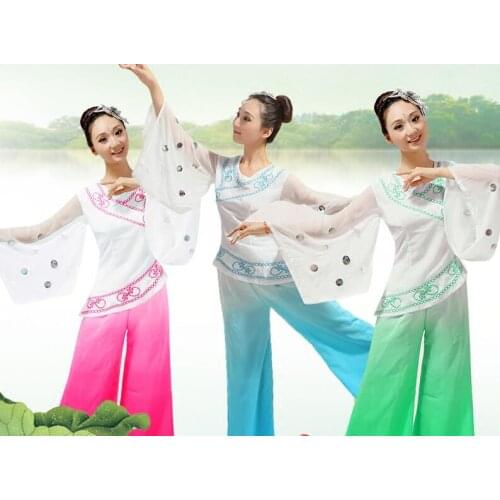 3XL Women Dancer Costume Paillette Lady Dancing Dress Blouse +Pants Chinese Yangge Stage Clothes FemaleGroup Dancer Costume 16