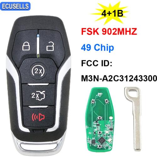 4+1/5B Smart Remote Key FSK 902MHz HITAG PRO M3N-A2C31243300 for Ford Fusion Explorer Edge Mustang F150 F250 F450 350 Super Duty