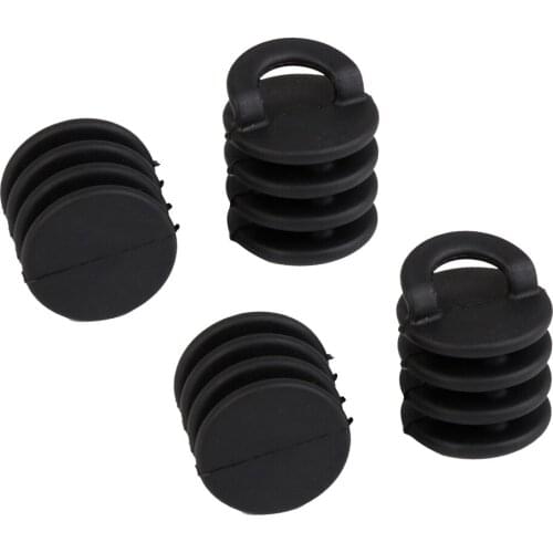 4 Pieces Durable Black Plastic (2 Sizes) Scuppers Plugs Bungs Drain Hole