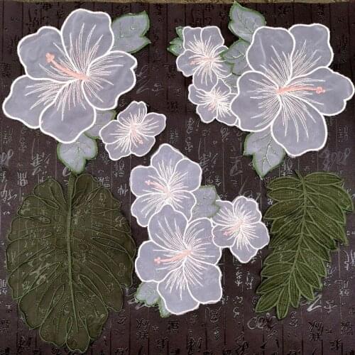 50pcs/lot Organza Flowers Embroidery Patches Letters Clothing Decoration Accessories Diy Iron Heat Transfer Applique Patches