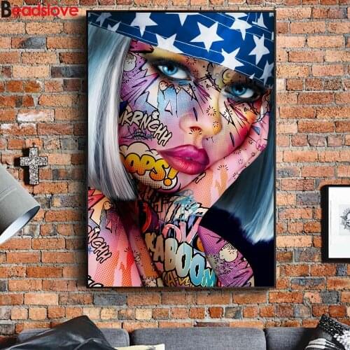 5D DIY Diamond Painting Abstract Graffiti Tattoo Girl Full square round resin Diamond Embroidery Cross Stitch Rhinestone