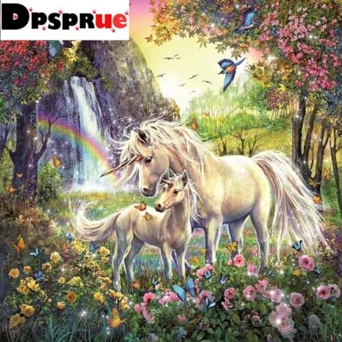 Dpsprue 5D DIY Diamond Painting Full Square/Round Drill "Animal Horse" Embroidery Cross Stitch Mosaic gift Home Decor Gift Dp18