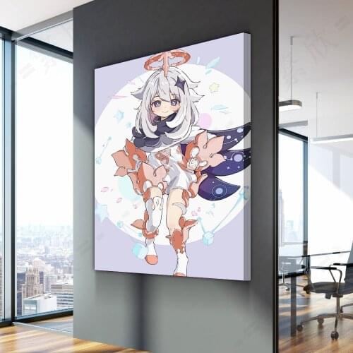 Paimon Emergency food genshin impact HD Game poster home decor painting wall painting bedroom anime Study Bedroom Bar Cafe Wall