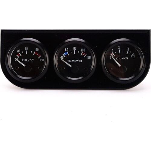 1pc New 12V 52mm 2in Car Oil Gauge Temp Gauge + Water Temp Gauge + Oil Pressure Gauge 3 in 1 with Sensor car dashboard