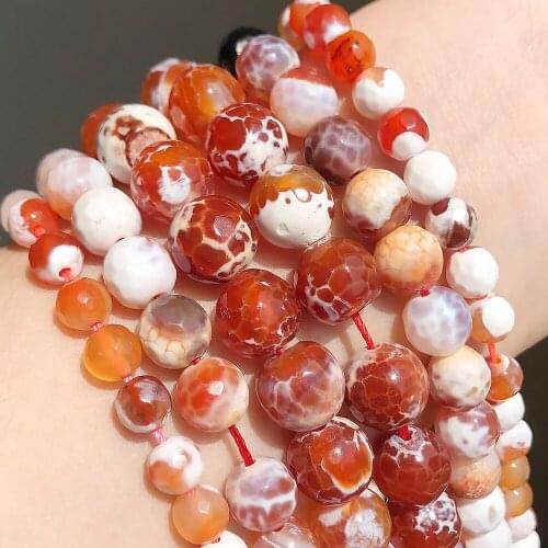 4/6/8/10mm Natural Stone Beads Orange Fire Agates Faceted Crafts Loose Beads For Diy Bracelet Jewelry Making Wholesale