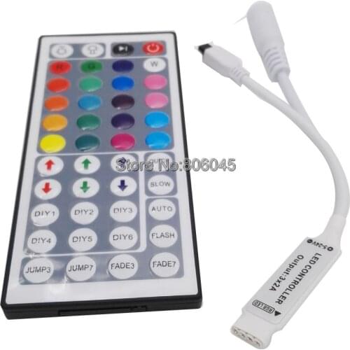 DC12V 6A 3x2A 44Key Mini IR Remote RGB LED Controller For Flexible Tape SMD3528 5050 RGB LED Strip Light