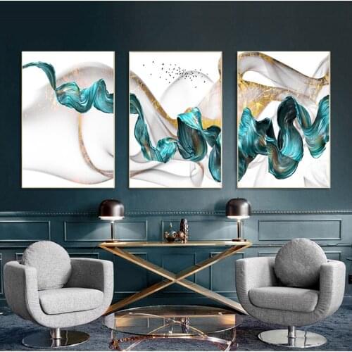 Decor Wall Art Pictures Living Room Decoration Green Drifting Flying Abstract Wall Art Picture Canvas Painting Poster Print