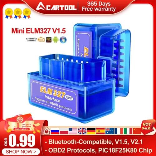 Super Mini ELM327 V1.5 PIC18F25K80 Chip OBD2 Diagnostic Scanner Elm 327 Bluetooth-Compatible/Wifi V2.1 OBDII Adapter Tools