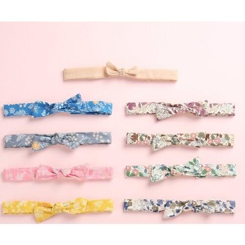 New Style Floral Print Elastic Nylon Head Wraps,Sweet Cotton Flowers Bows Nylon Headbands,Baby Girls Bowknot Hair Accessories