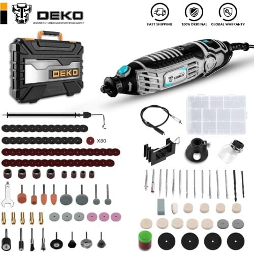 DEKO DKRT200J01 Series 220V Variable Speed Electric Drill Mini Grinder Rotary Tool for Grinding/Cutting/Sanding/Wood Carving