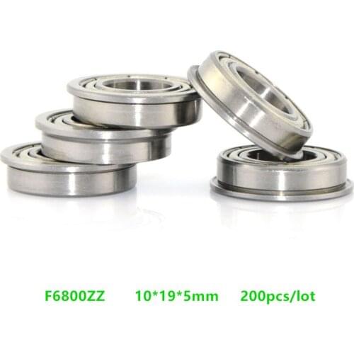 200pcs/lot Flanged bearing F6800ZZ F6800-ZZ Z 10x19x5mm shielded flange deep groove ball bearing 10*19*5 mm