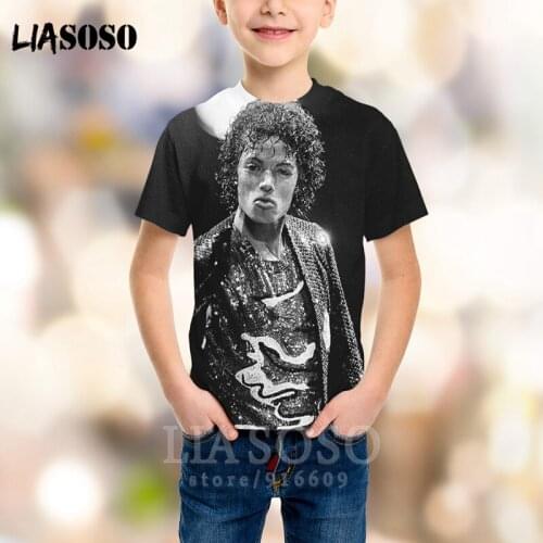 LIASOSO T-shirt Men Women Hip Hop Shirts 3D Print Kids Anime Pop King Michael Jackson Children Streetwear Harajuku Tshirt
