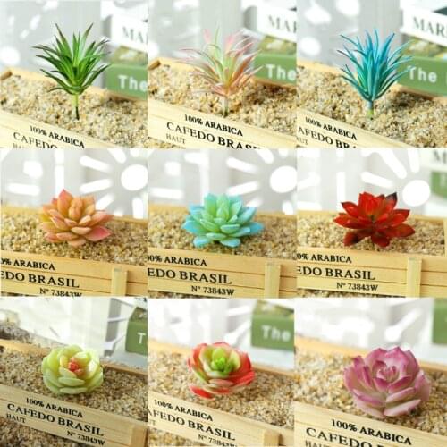 1pcs Multiple Styles Mini Artificial Flocking Succulent Plants Flower Wall Potted Diy Home Decoration Office Decor Arrangements