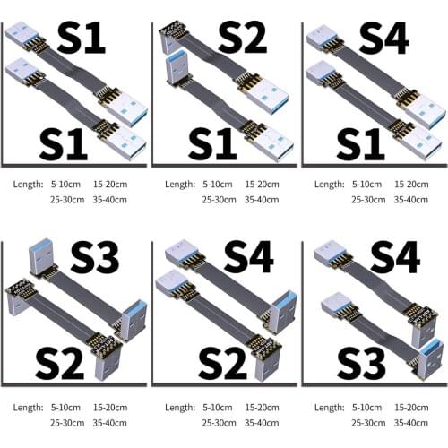 USB 3.0 Cable Flat USB Extension Cable Male to Female Data Cable Right Angle USB3.0 Extender Cord for PC TV USB Extension Cable