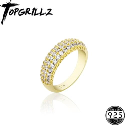 TOPGRILLZ 2021 New 925 Sterling Silver Rings Iced Micro Pave Cubic Zirconia Jewelry Hip Hop Personalized Jewelry For Gift