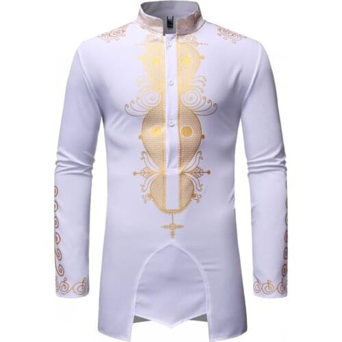 Mens African Dashiki Print Dress Shirts 2020 Autumn New Streetwear Men African Clothes Slim Fit Long Sleeve Shirt Men Chemise
