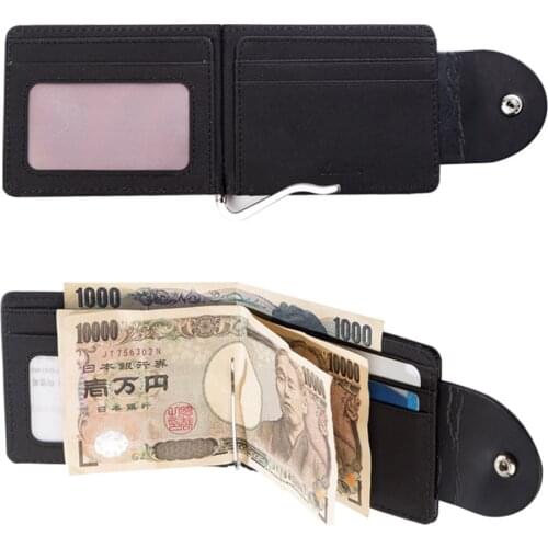 PU Leather Men Money Clip Wallet Solid Male Purses Designer Clips Slim Cash Holder Card Cases
