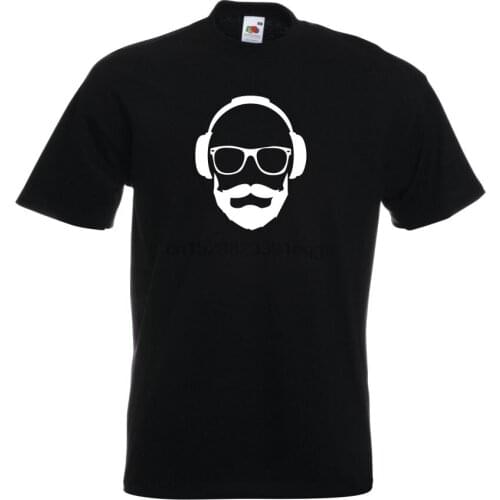 Music Dj Hipster Headphones Beard Mens Dance Disc Jockey Drum Bass Party T Shirt Printed T-Shirts Men Fashion T Shirt