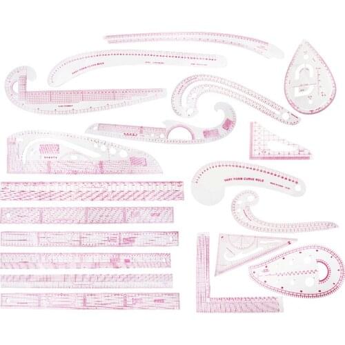 19pcs Sewing French Curve Ruler Set Drawing Tailor Rule Measure for Sewing Dressmaking Pattern Design DIY Clothing Supplies