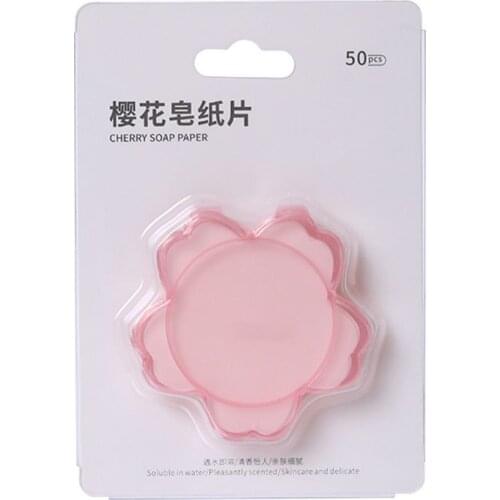 Disposable Cherry Blossom Flower Shaped Mini Foaming Paper Soap Scented Portable Hand Washing Flakes Bath Slice Sheets