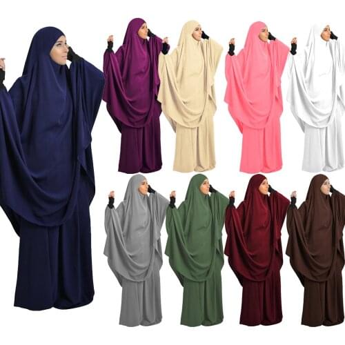 Formal Muslim Prayer Garment Sets Women Hijab Dress Abaya Jilbab Islamic Clothing Dubai Turkey Namaz Long Khimar Jurken Abayas