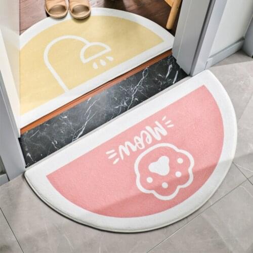Print Fruits Semicircle Half Round Carpet Soft Non-slip Bathroom Floor Mat Table Area Rug