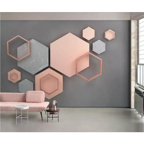 Custom wallpaper mural 3d three-dimensional hexagon mosaic modern minimalist geometric living room background wall